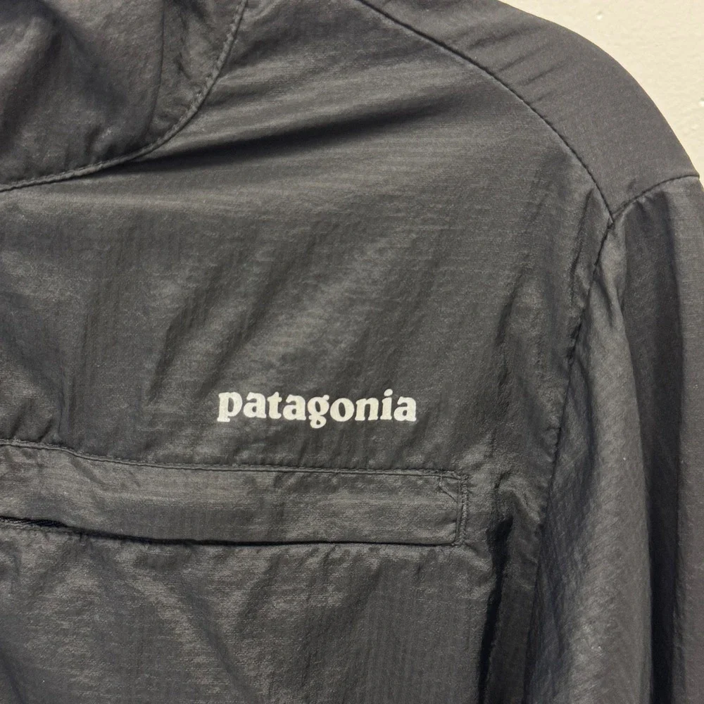 Patagonia Houdini Jacket Women's Medium Black Full Zip Hooded Windbreaker 24146